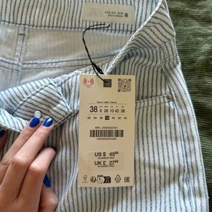 Zara Blue and White Striped Pants